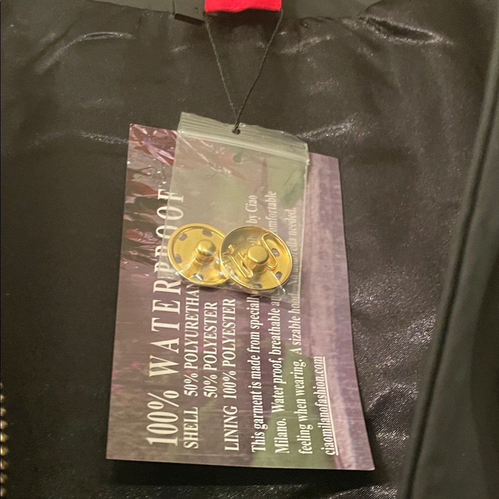 CM 1969 Women's Black waterproof Jacket with Gold Accents.  Large - Picture 3 of 8